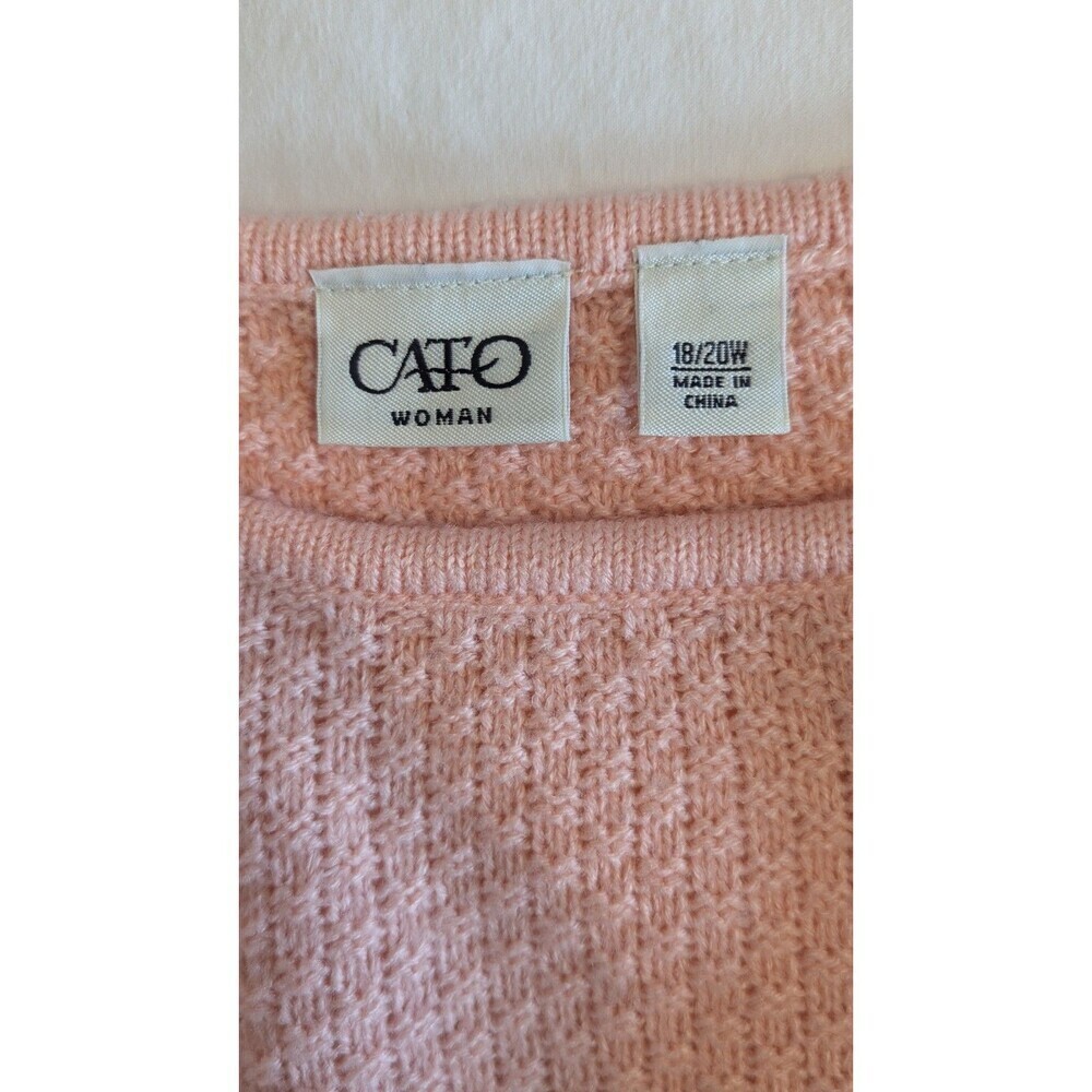 Cato Woman Plus Size 18/20 Peach Pearl Embellished Tunic Sweater High Low Hem - Picture 3 of 9